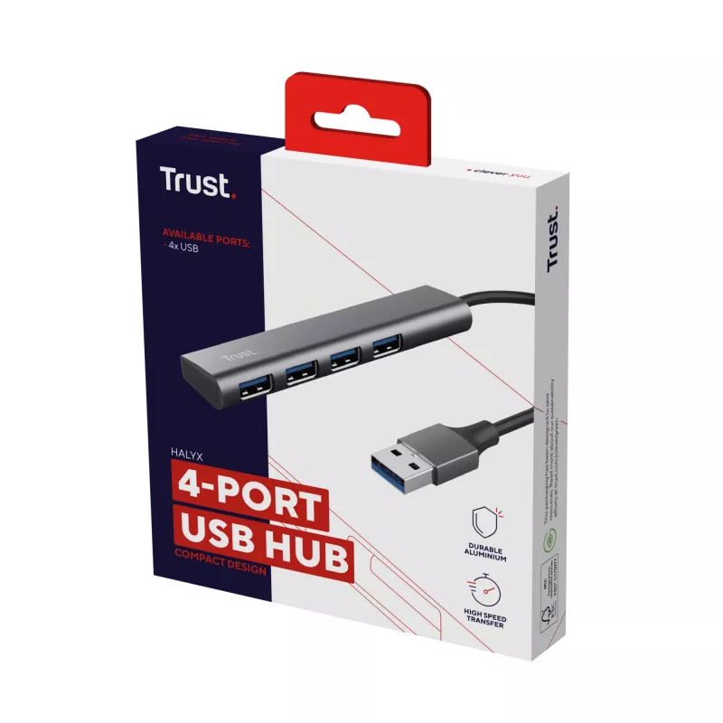 Trust Halyx USB 3.2 Gen 1 (3.1 Gen 1) Type-A 5 Mbit/s juodas, pilkas