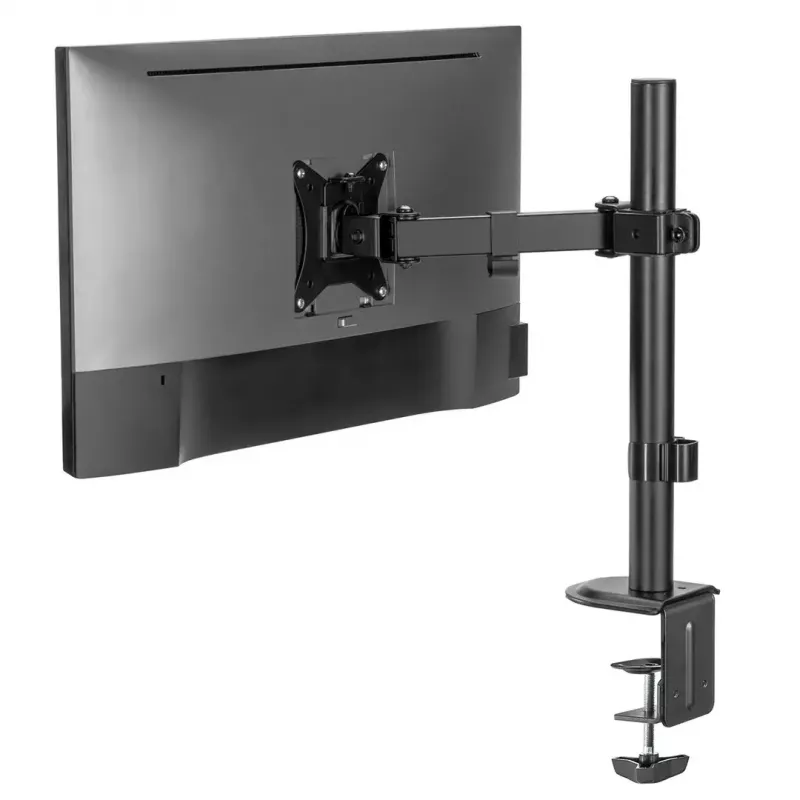 Stalinis LCD monitoriaus laikiklis MACLEAN MC-572N, reguliuojamas aukštis, pakreipimas, VESA 75x75–100x100, palaiko 17–32 colių, maks. apkrova 30 kg, juodas