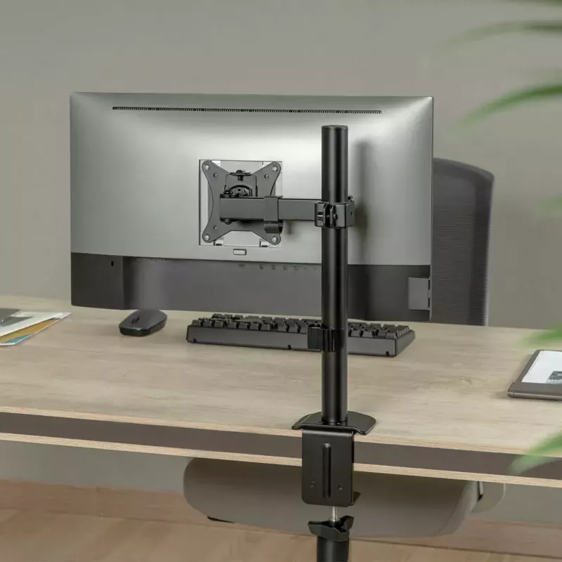 Stalinis LCD monitoriaus laikiklis MACLEAN MC-572N, reguliuojamas aukštis, pakreipimas, VESA 75x75–100x100, palaiko 17–32 colių, maks. apkrova 30 kg, juodas