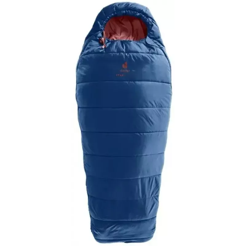 Muminis miegmaišis vaikams DEUTER Starlight 130–170 cm ūgiui, tuščiavidurio pluošto užpildas, vasarinis, 910 g, su gobtuvu, nightblue/redwood