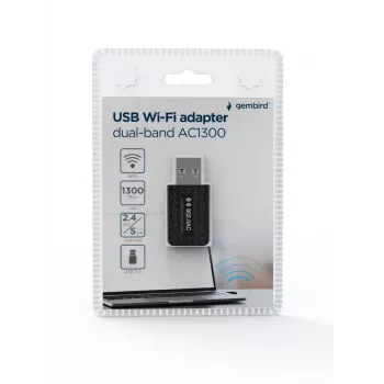 WLAN USB adapteris GEMBIRD AC1300 dual-band Wi‑Fi 5 (RTL8812BU) 867 Mbit/s USB 3.0 vidinė antena juodas