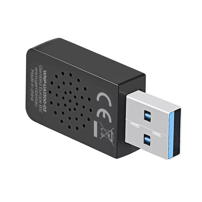 WLAN USB adapteris GEMBIRD AC1300 dual-band Wi‑Fi 5 (RTL8812BU) 867 Mbit/s USB 3.0 vidinė antena juodas
