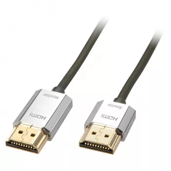 Lindy 4,5 m CROMO plonas didelės spartos HDMI laidas su eternetu, 4,5 m, HDMI A tipo (standartinis), HDMI A tipo (standartinis), 3D, juoda, auksinė, sidabrinė