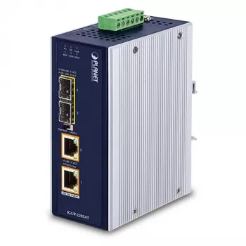 PLANET Industrinis medijos keitiklis 2x100/1000X SFP į 2x10/100/1000T 802.3bt PoE++