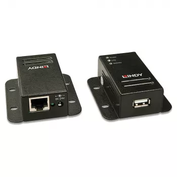 Lindy 50m USB 2.0 Cat.6 plėtiklis, tinklo siųstuvas ir imtuvas, 50 m, 480 Mbit/s, Cat5, Cat5e, Cat6, NS1021, juoda