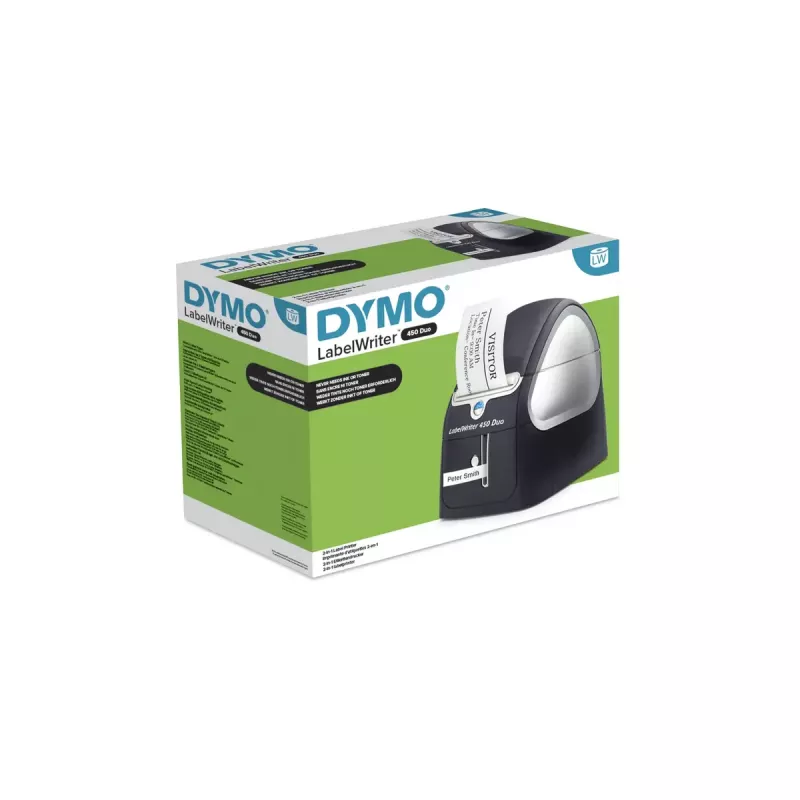 DYMO LabelWriter 450 Duo Lipdukų spausdintuvas | Tiesioginis terminis lipdukų spausdintuvas | Greitas lipdukų, brūkšninių kodų ir kt. spausdinimas | Spausdina tiek LW lipdukus, tiek D1 plastikinius lipdukus