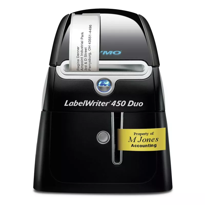 DYMO LabelWriter 450 Duo Lipdukų spausdintuvas | Tiesioginis terminis lipdukų spausdintuvas | Greitas lipdukų, brūkšninių kodų ir kt. spausdinimas | Spausdina tiek LW lipdukus, tiek D1 plastikinius lipdukus