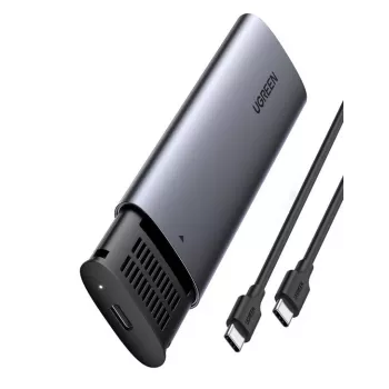 SSD dėklas UGREEN 10902 pilkas vienam M.2 PCIe NVMe diskui, USB-C 10 Gbit/s, aliuminis, 37×12×119 mm