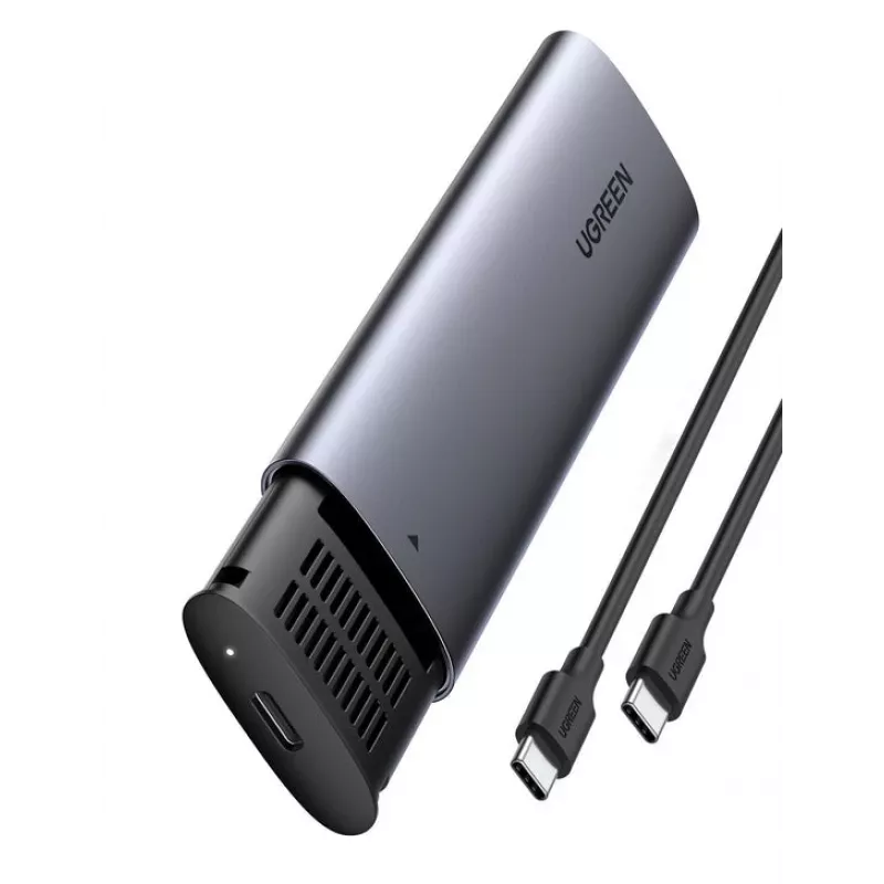 SSD dėklas UGREEN 10902 pilkas vienam M.2 PCIe NVMe diskui, USB-C 10 Gbit/s, aliuminis, 37×12×119 mm