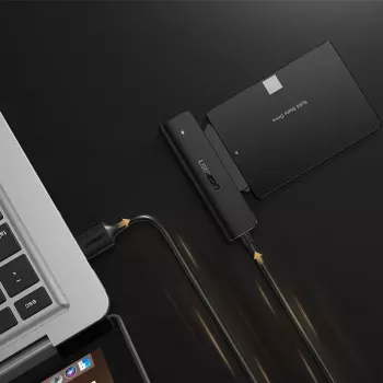 Išorinis 2,5 colio SATA III USB 3.0 korpusas UGREEN 70609, skirtas 2,5 colio SATA SSD/HDD, USB-A į SATA, 5 Gbit/s, juodas