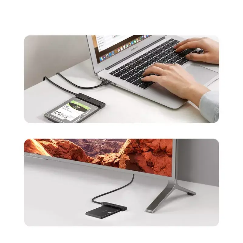 Išorinis 2,5 colio SATA III USB 3.0 korpusas UGREEN 70609, skirtas 2,5 colio SATA SSD/HDD, USB-A į SATA, 5 Gbit/s, juodas