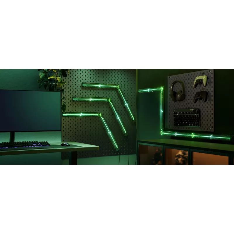 Išmanioji sieninė lemputė Govee Gaming Wall Lights (4+1) — Wi‑Fi/Bluetooth, įvairiaspalvė, 4 vnt., 370×45×30 mm
