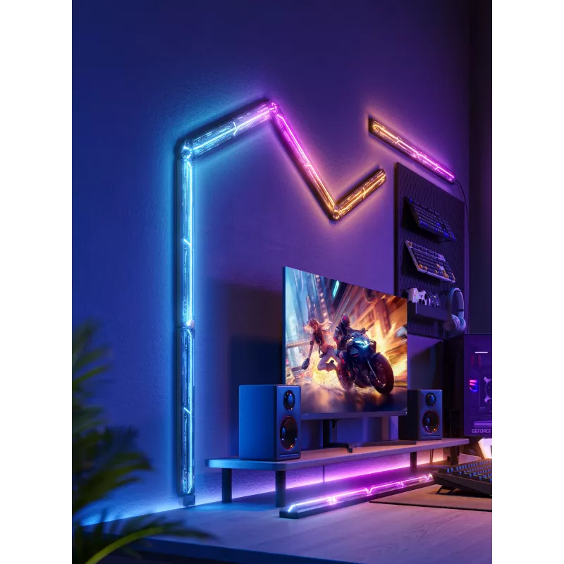 Išmanioji sieninė lemputė Govee Gaming Wall Lights (4+1) — Wi‑Fi/Bluetooth, įvairiaspalvė, 4 vnt., 370×45×30 mm