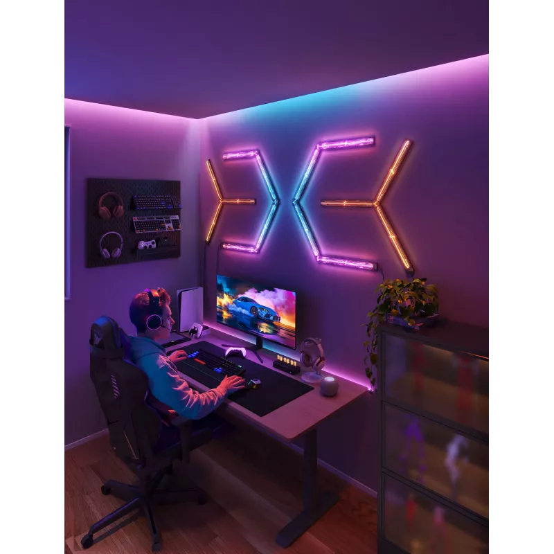 Išmanioji sieninė lemputė Govee Gaming Wall Lights (4+1) — Wi‑Fi/Bluetooth, įvairiaspalvė, 4 vnt., 370×45×30 mm