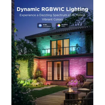 Išoriniai prožektoriai Govee H7093 RGBICWW 750 lm Wi‑Fi 2.4 GHz, RGB ir šilta balta
