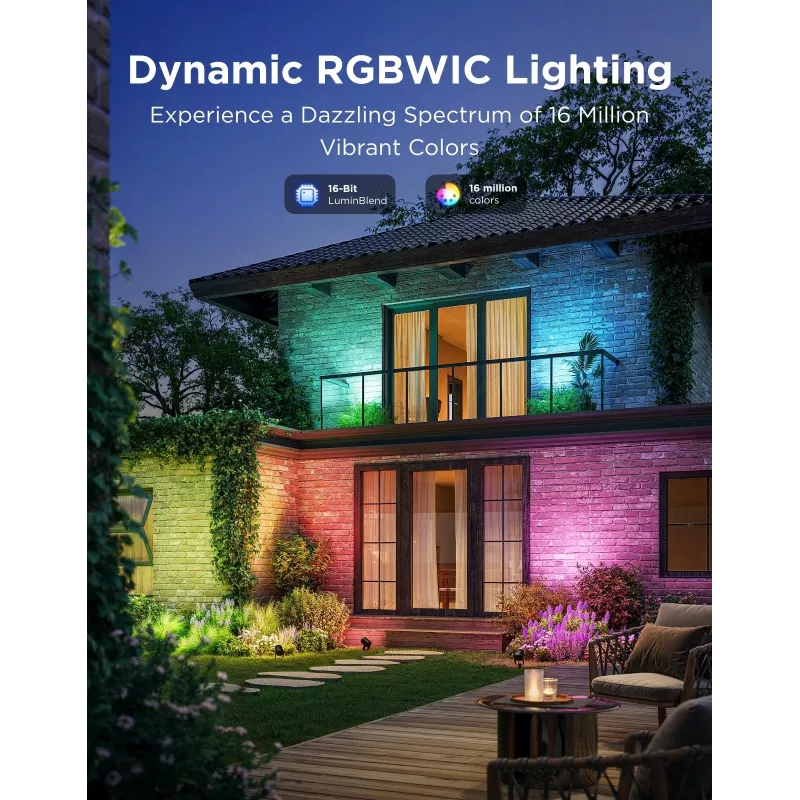 Išoriniai prožektoriai Govee H7093 RGBICWW 750 lm Wi‑Fi 2.4 GHz, RGB ir šilta balta