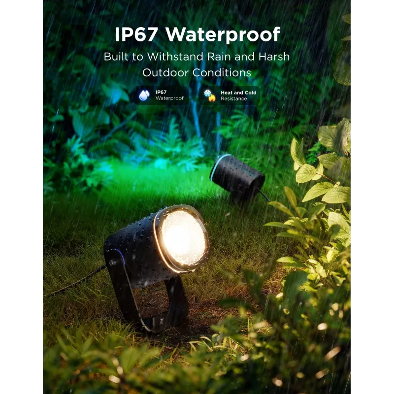 Išoriniai prožektoriai Govee H7093 RGBICWW 750 lm Wi‑Fi 2.4 GHz, RGB ir šilta balta