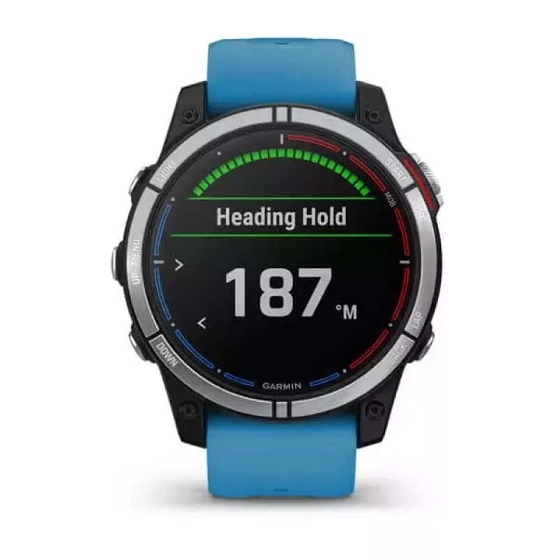 Išmanusis laikrodis GARMIN quatix 7 Blue — 47 mm CFRP korpusas, 1,3 colio MIP jutiklinis ekranas, 10 ATM, Bluetooth/Wi‑Fi/NFC