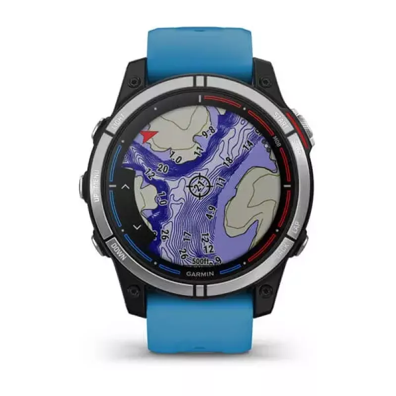Išmanusis laikrodis GARMIN quatix 7 Blue — 47 mm CFRP korpusas, 1,3 colio MIP jutiklinis ekranas, 10 ATM, Bluetooth/Wi‑Fi/NFC