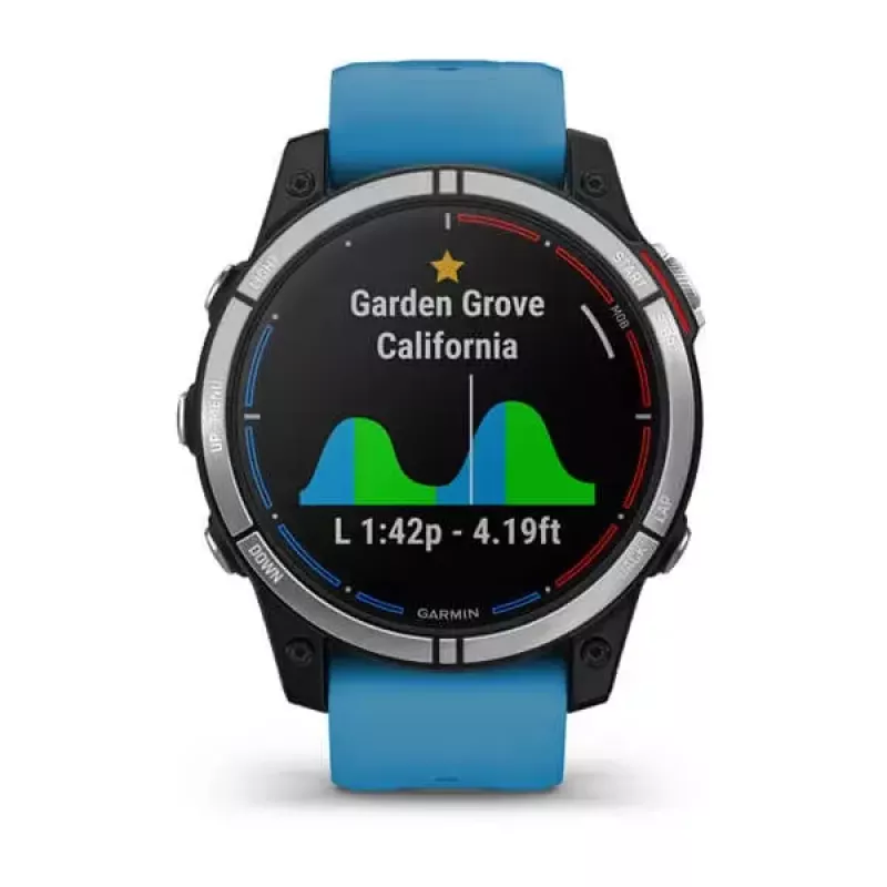 Išmanusis laikrodis GARMIN quatix 7 Blue — 47 mm CFRP korpusas, 1,3 colio MIP jutiklinis ekranas, 10 ATM, Bluetooth/Wi‑Fi/NFC
