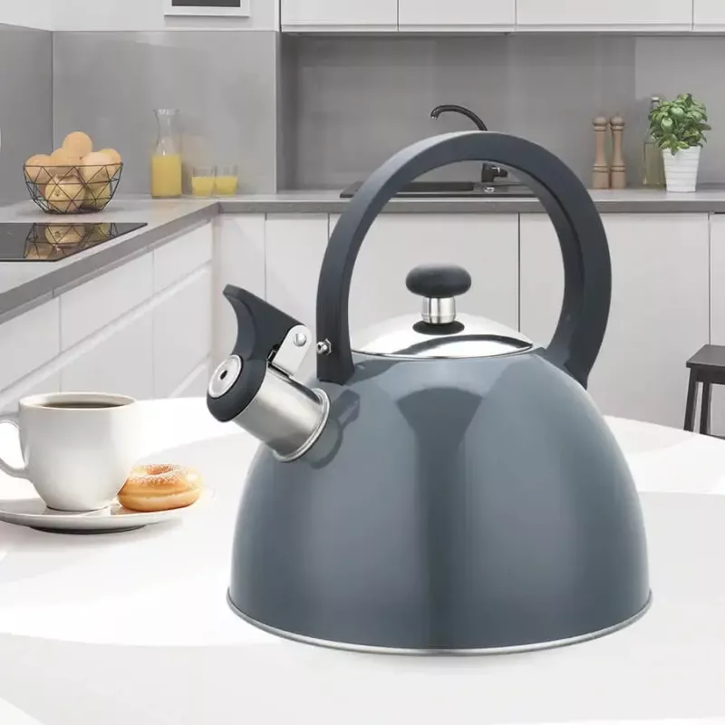 Elektrinis virdulys Maestro MR-1302-Pilka 2,5 l, nerūdijantis plienas, pilkas korpusas, švilpukas, šaltos rankenos