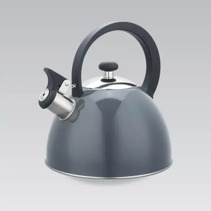 Elektrinis virdulys Maestro MR-1302-Pilka 2,5 l, nerūdijantis plienas, pilkas korpusas, švilpukas, šaltos rankenos