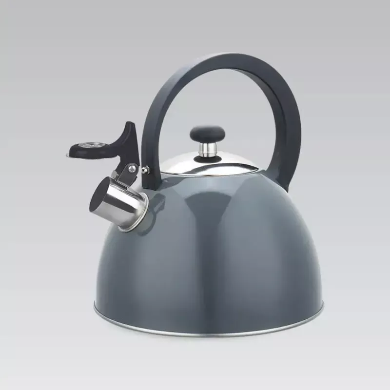 Elektrinis virdulys Maestro MR-1302-Pilka 2,5 l, nerūdijantis plienas, pilkas korpusas, švilpukas, šaltos rankenos