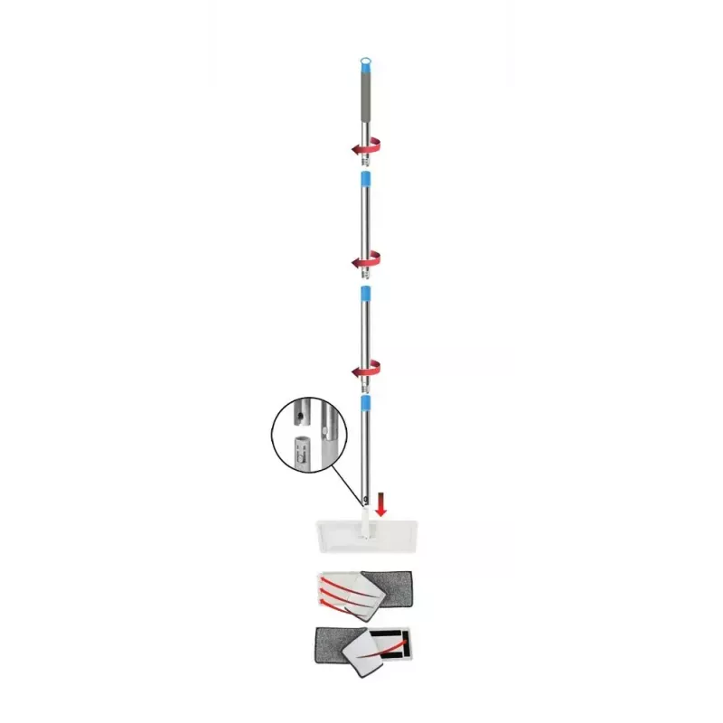Drėgnų grindų šluostės rinkinys ESPERANZA EHS004 su kibiru, keičiama mikropluošto galvute, pasukama, 1250 mm aukštis, 1,1 kg
