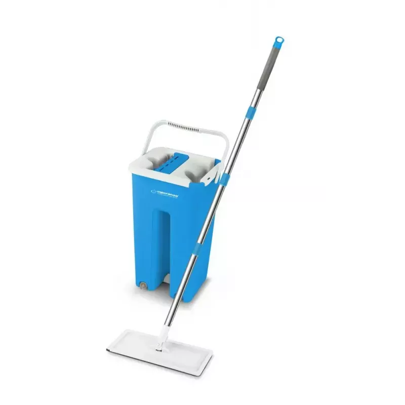Drėgnų grindų šluostės rinkinys ESPERANZA EHS004 su kibiru, keičiama mikropluošto galvute, pasukama, 1250 mm aukštis, 1,1 kg