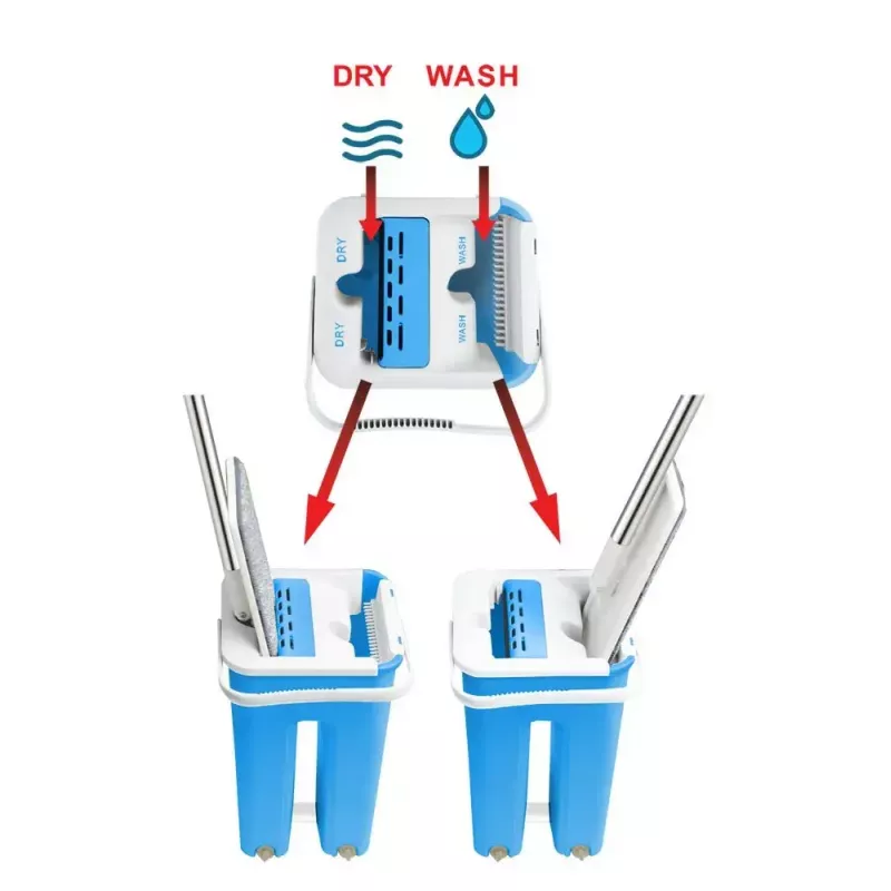 Drėgnų grindų šluostės rinkinys ESPERANZA EHS004 su kibiru, keičiama mikropluošto galvute, pasukama, 1250 mm aukštis, 1,1 kg