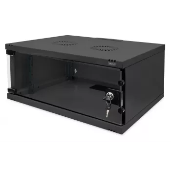 DIGITUS 4U sieninė spintelė SOHO nesumontuota 241x540x400mm pilno stiklo priekinės durys juoda