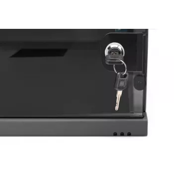 DIGITUS 4U sieninė spintelė SOHO nesumontuota 241x540x400mm pilno stiklo priekinės durys juoda
