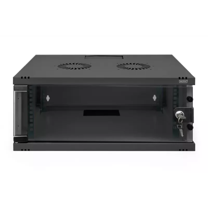 DIGITUS 4U sieninė spintelė SOHO nesumontuota 241x540x400mm pilno stiklo priekinės durys juoda