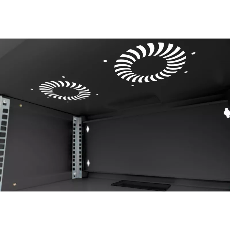 DIGITUS 4U sieninė spintelė SOHO nesumontuota 241x540x400mm pilno stiklo priekinės durys juoda