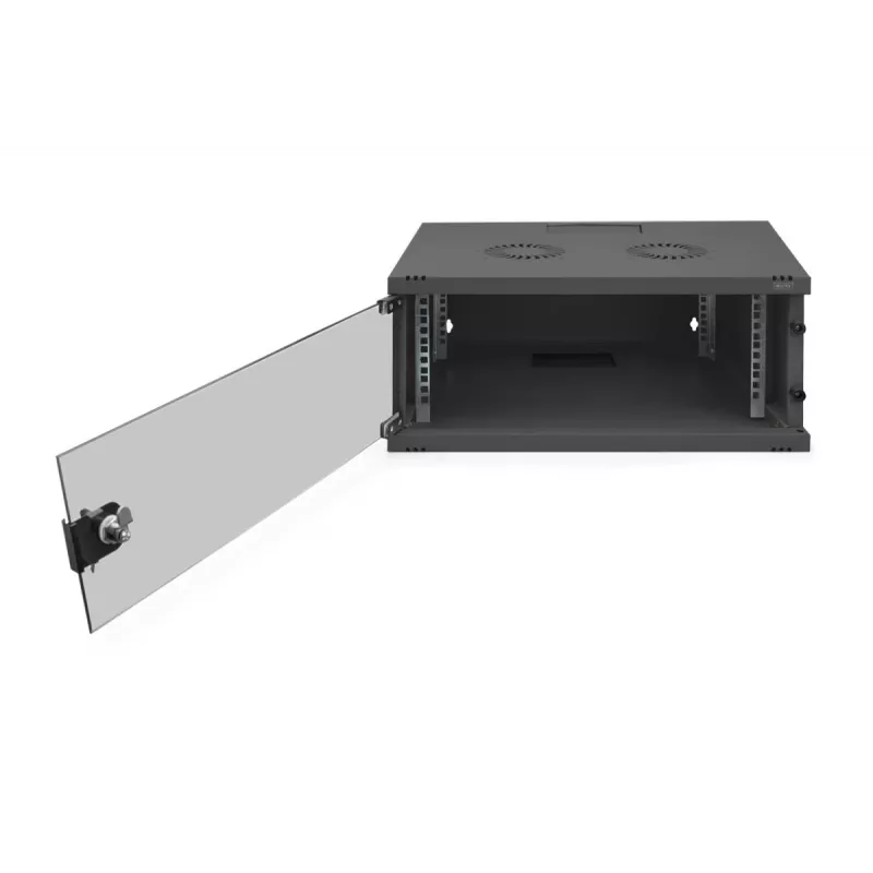 DIGITUS 4U sieninė spintelė SOHO nesumontuota 241x540x400mm pilno stiklo priekinės durys juoda