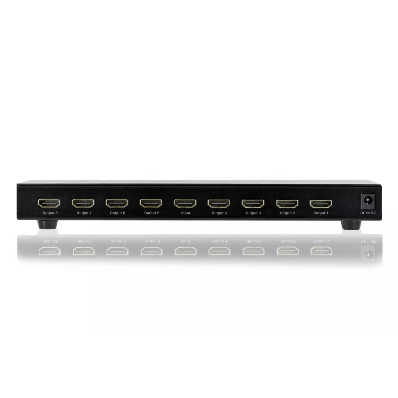 DIGITUS HDMI skirstytuvas, 8 prievadų 1080p, 3D, HDMI High Speed, 2,25 GHz/225 MHz, metalinis korpusas, juodas