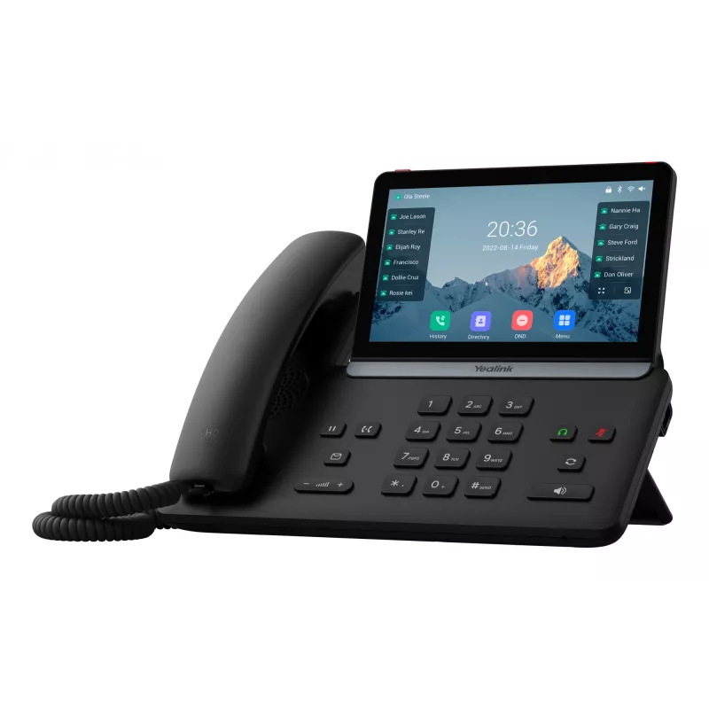 IP telefonas Yealink SIP-T87W — 7 colių LCD 800×480, laidinis ir belaidis ragelis, 1000 įrašų telefonų knyga, G.711/G.723/G.726/G.729 kodekai
