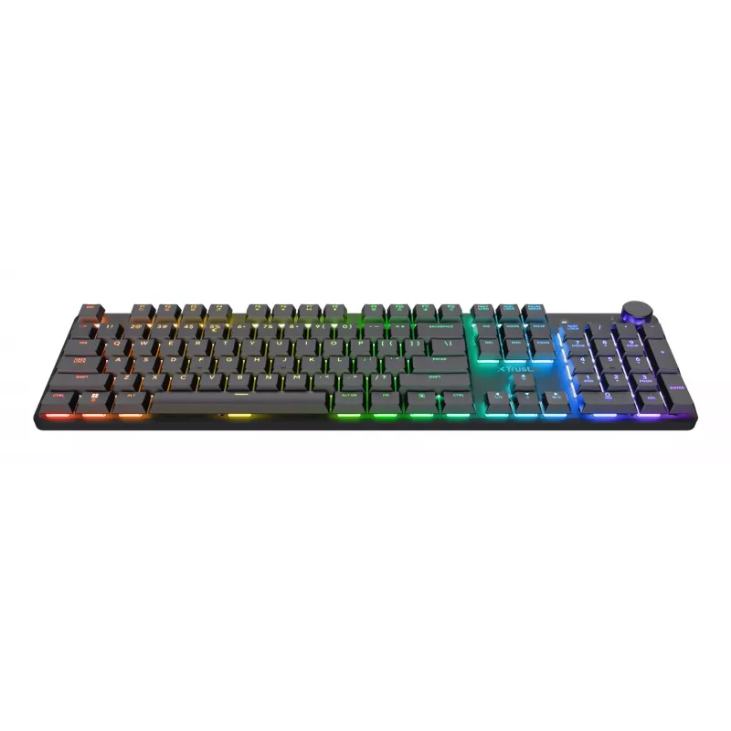 Trust GXT 868 Torix klaviatūra, skirta žaidimams, USB + RF belaidė + Bluetooth, QWERTY, JAV anglų, juoda