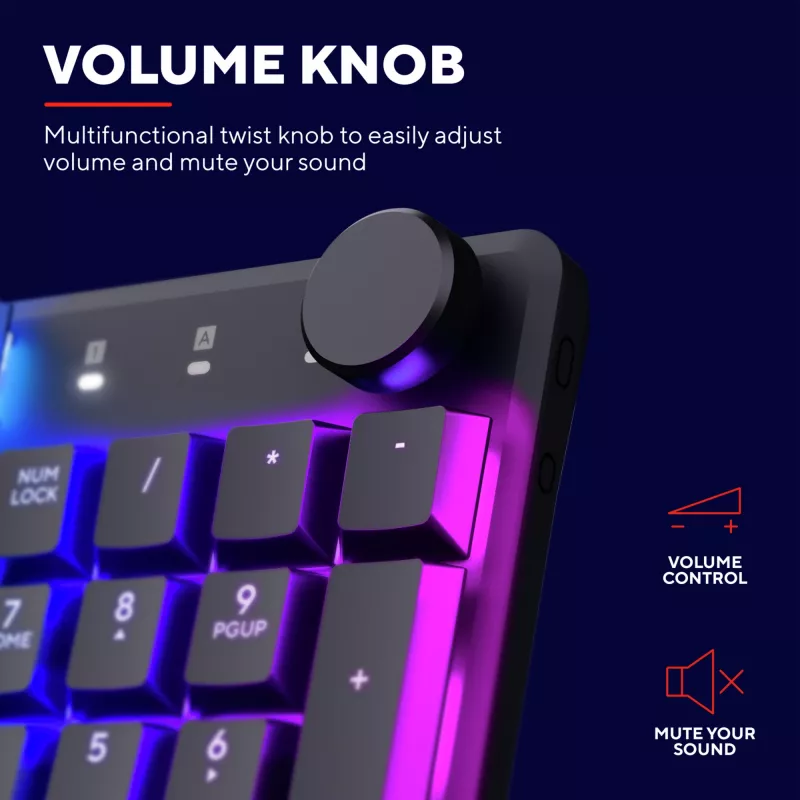 Trust GXT 868 Torix klaviatūra, skirta žaidimams, USB + RF belaidė + Bluetooth, QWERTY, JAV anglų, juoda