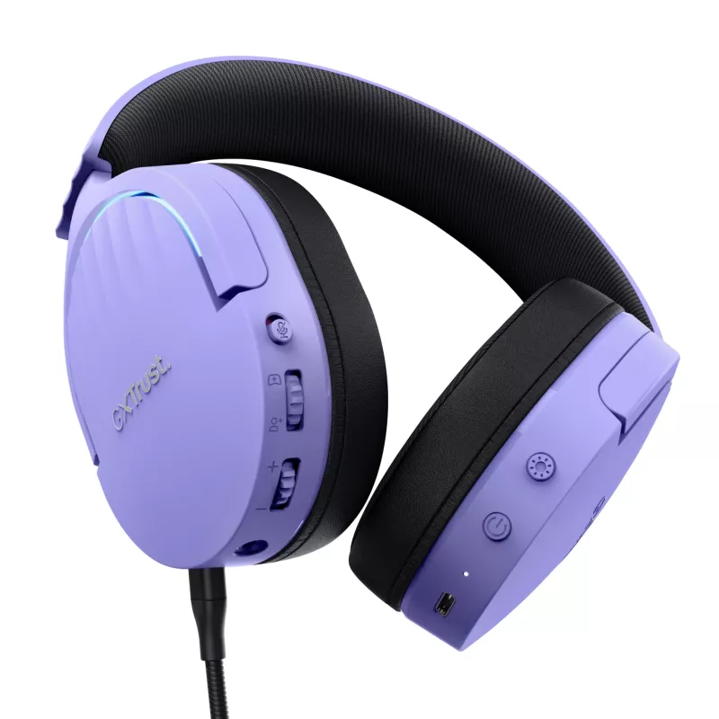 Trust GXT 491P FAYZO ausinės Laidinės ir belaidės Galvos juosta Žaidimų USB-A Bluetooth Juoda, Violetinė