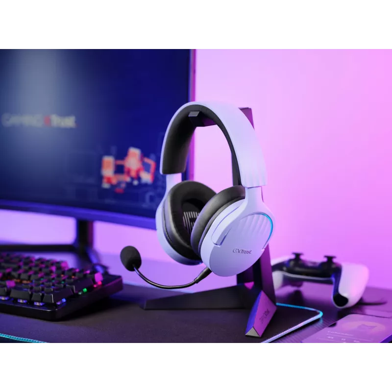 Trust GXT 491P FAYZO ausinės Laidinės ir belaidės Galvos juosta Žaidimų USB-A Bluetooth Juoda, Violetinė