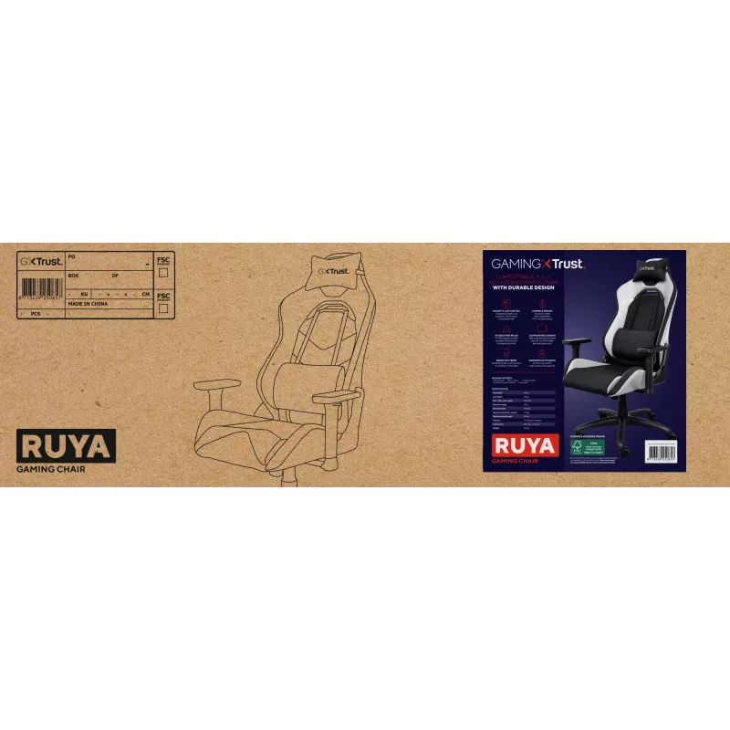 Trust GXT 714 RUYA universali žaidimų kėdė, juoda, balta