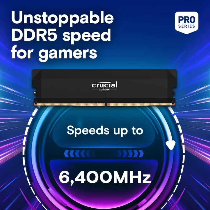 MICRON / CRUCIAL atmintis - Crucial Pro - DDR5-6000 UDIMM - OC žaidimams - 64 GB rinkinys (32 GB x2) - Juoda