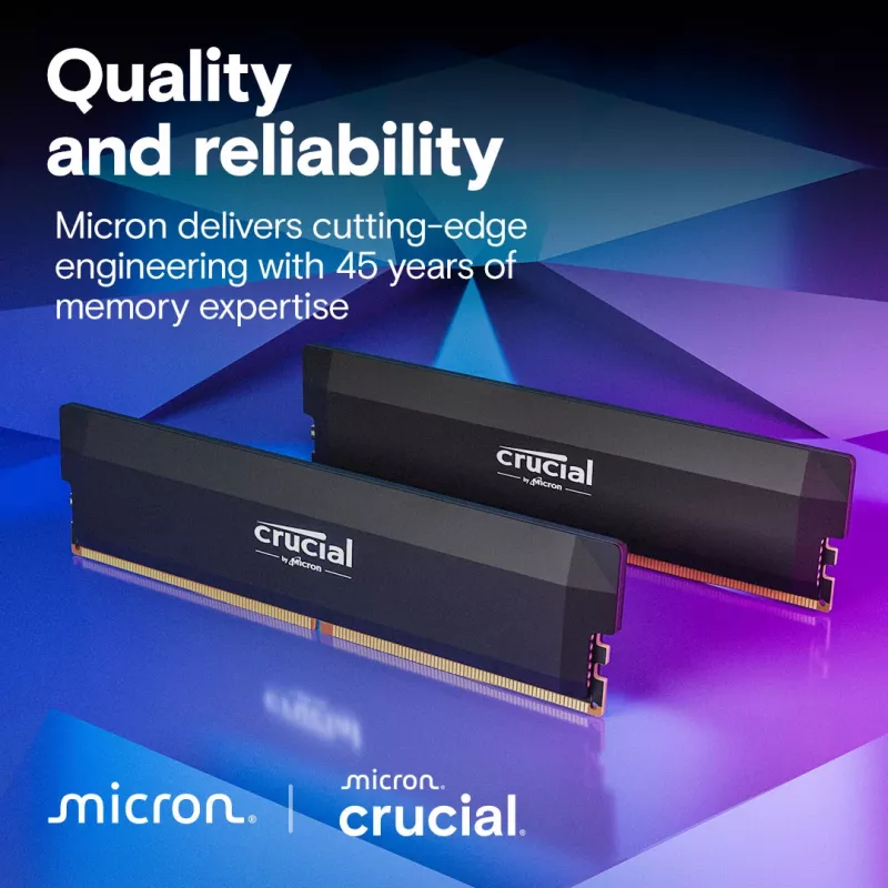 MICRON / CRUCIAL atmintis - Crucial Pro - DDR5-6000 UDIMM - OC žaidimams - 64 GB rinkinys (32 GB x2) - Juoda