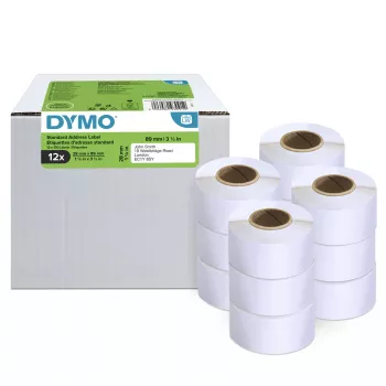 DYMO Authentic LabelWriter adresų etiketės | 28 mm x 89 mm | 12 rulonų po 130 lengvai nulupamų etikečių (1 560 vnt.) | Lipnios | skirtos LabelWriter etikečių gamintojams