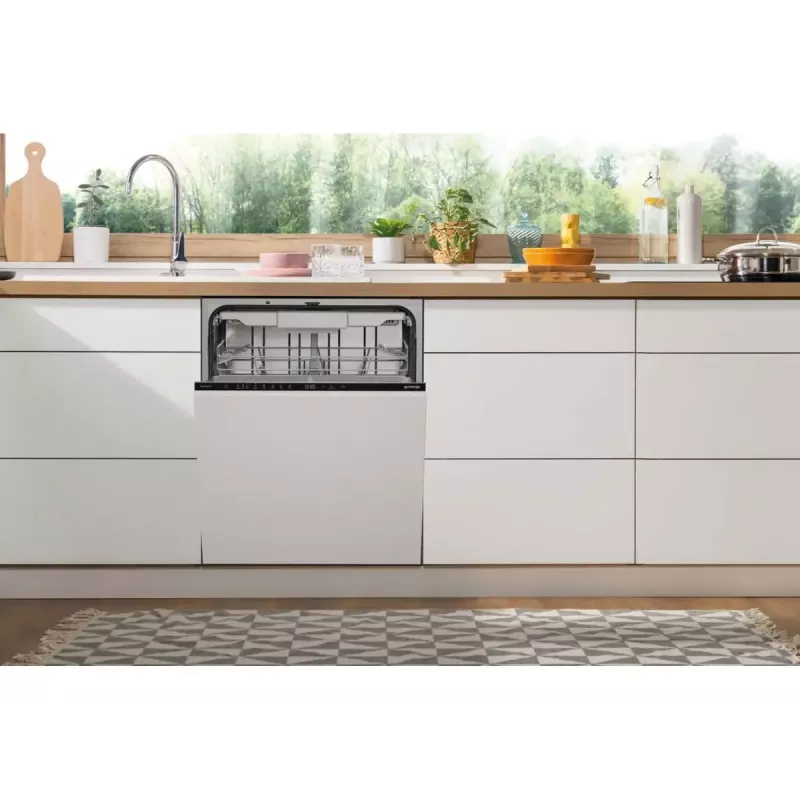 Įmontuojama indaplovė Gorenje GV16D5 — 16 komplektų talpa, 44 dB, nerūdijantis plienas, 7 temperatūros nuostatos