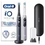 Elektrinis dantų šepetėlis Oral-B iO 9 suaugusiems, rotacinis, 2 rankenos, 2 šepetėlių galvutės, įmontuota baterija, 3 val. įkrovimas, juoda / rožinė