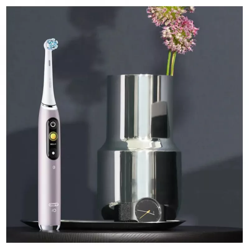 Elektrinis dantų šepetėlis Oral-B iO 9 suaugusiems, rotacinis, 2 rankenos, 2 šepetėlių galvutės, įmontuota baterija, 3 val. įkrovimas, juoda / rožinė