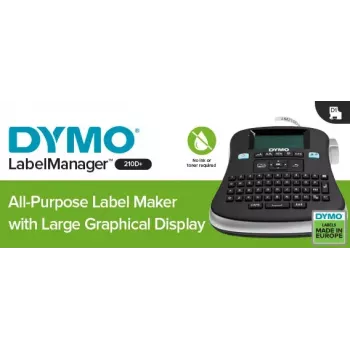 DYMO LabelManager Desktop Label Maker | 210D+ All-Purpose Portable Label MakerEasy-to-UseOne-Touch Smart KeysQWERTY KeyboardLarge DisplayFor Home & Office Organisation (EU Plug)