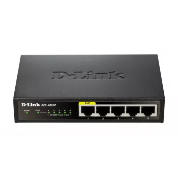 D-Link DES-1005P Nevaldomas L2 Fast Ethernet (10/100) Power over Ethernet (PoE) Juodas